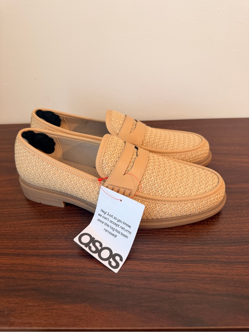 ASOS DESIGN Woven Natural Penny Loafers Men’s US 8 New With Tags